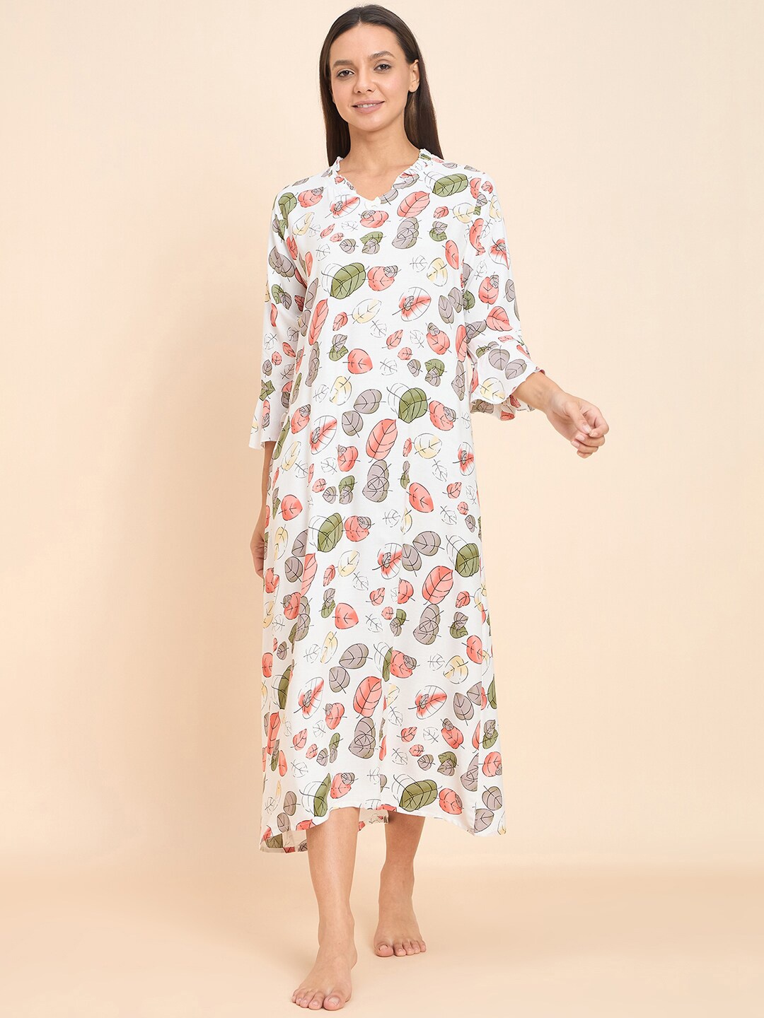 

Sweet Dreams Cream Coloured Floral Printed Nightdress