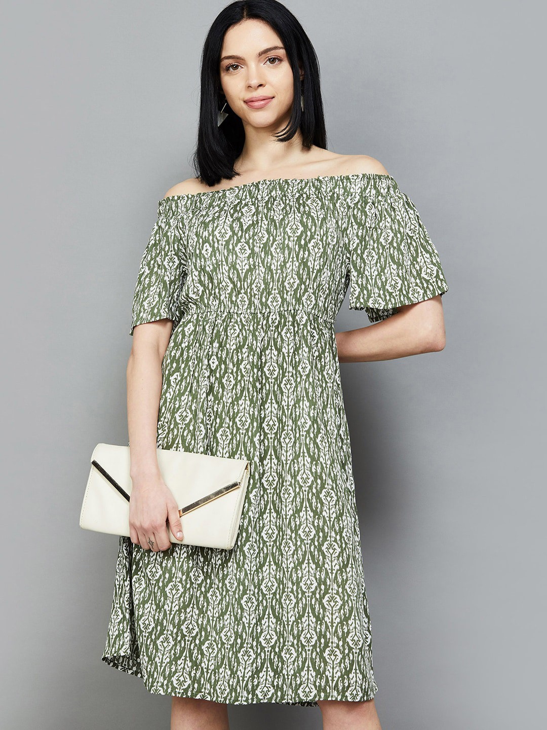 

Fame Forever by Lifestyle Women Off-Shoulder A-Line Dress, Green