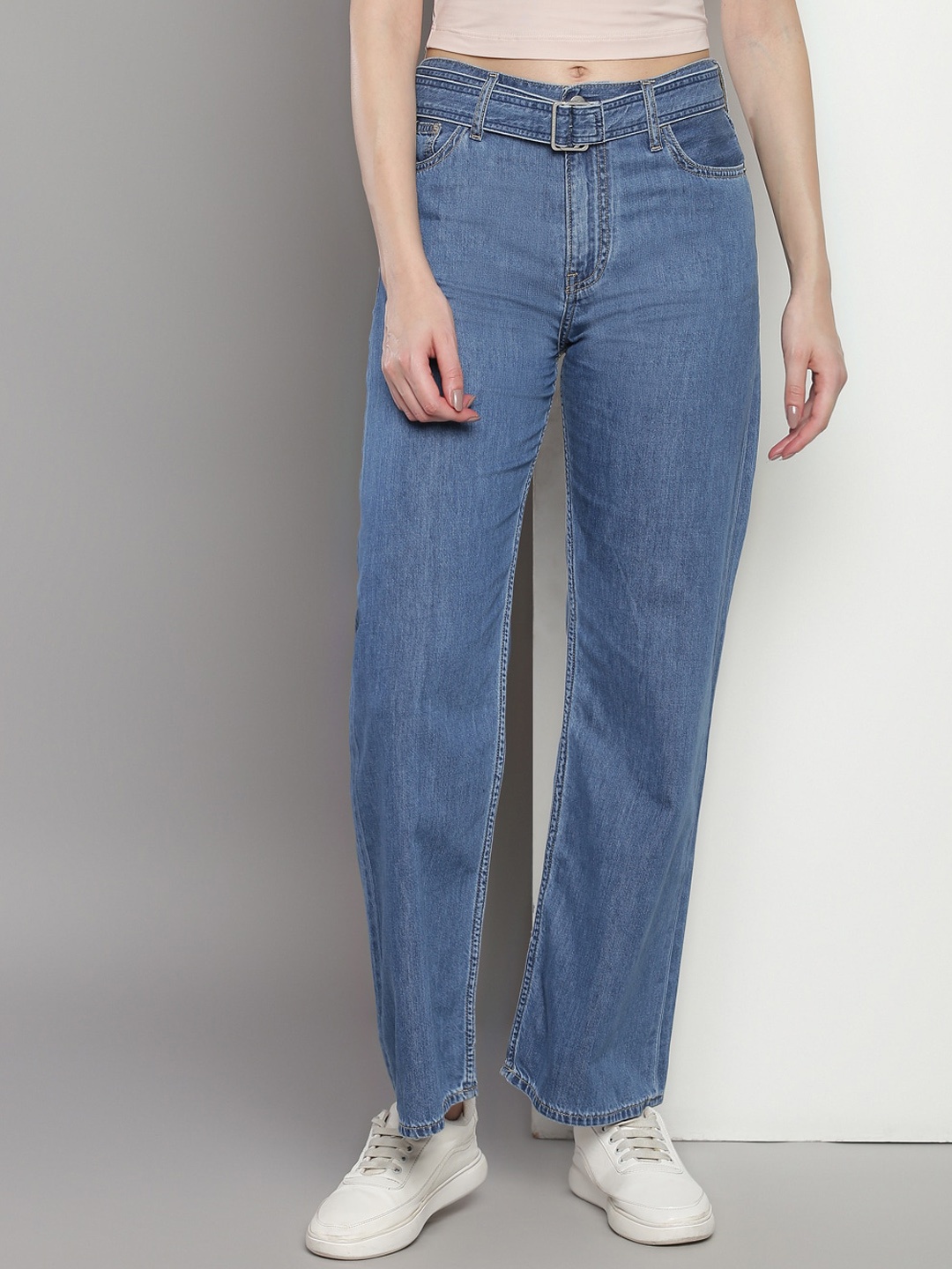 

Calvin Klein Women Wide Leg Mid Rise Jeans, Blue