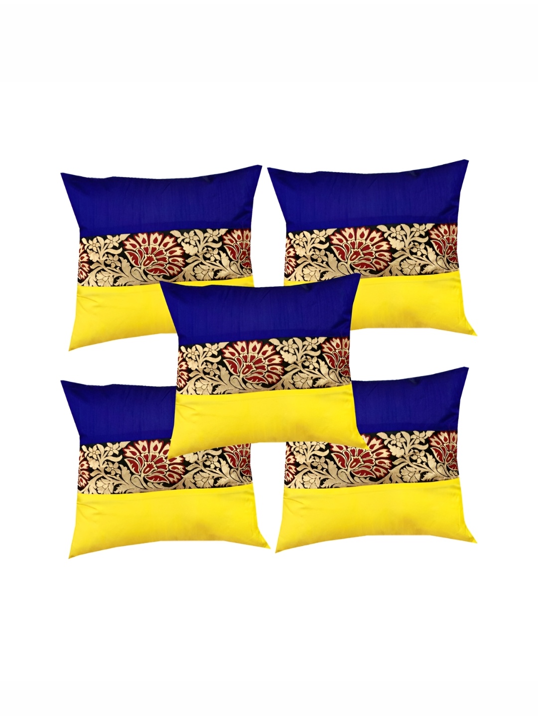 

Pink Parrot Blue & Yellow 5 Pieces Floral Square Cushion Covers