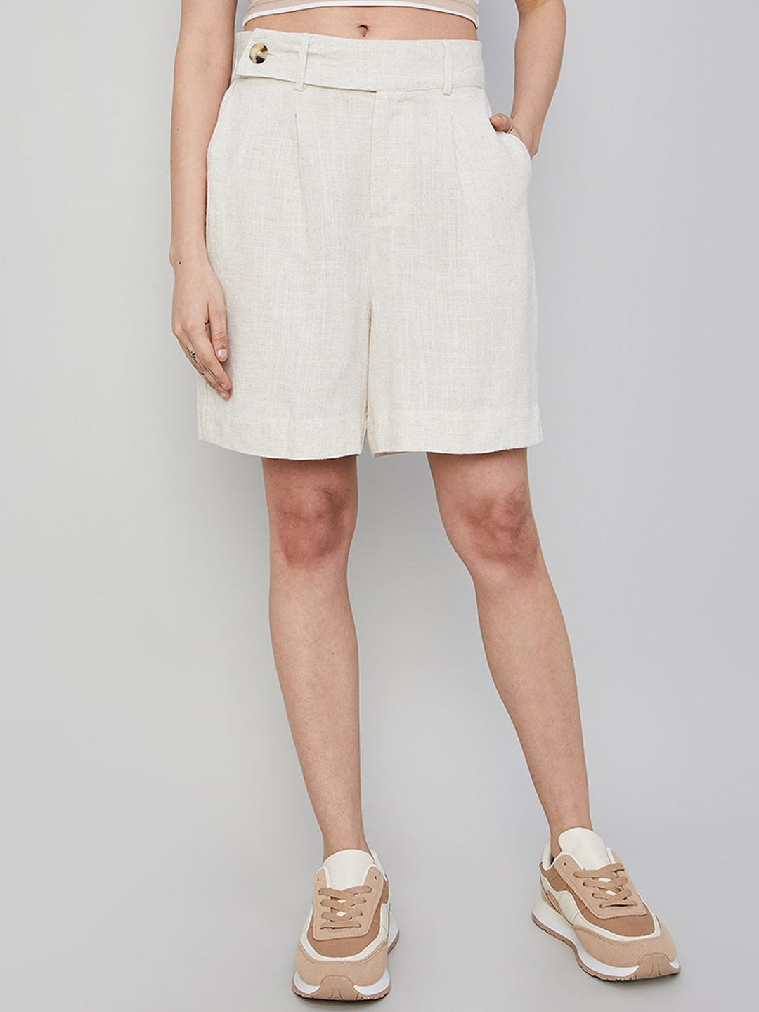 

Ginger by Lifestyle Women Mid-Rise Regular Shorts, Beige