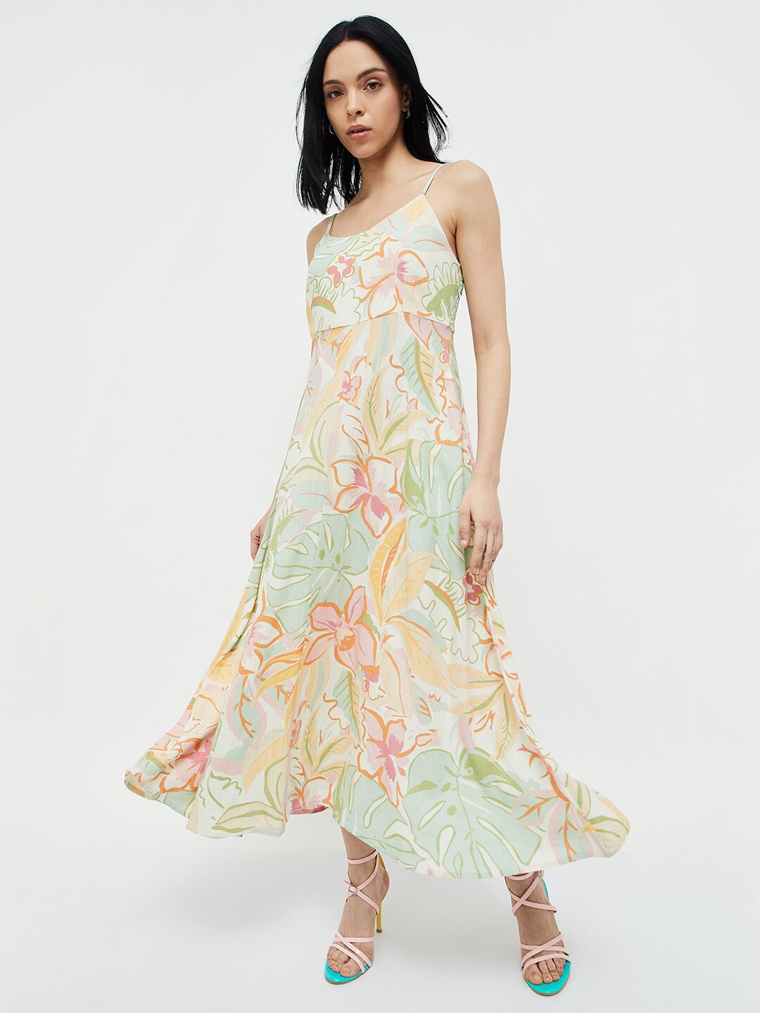 

Ginger by Lifestyle Tropical Print A-Line Maxi Dress, Multi