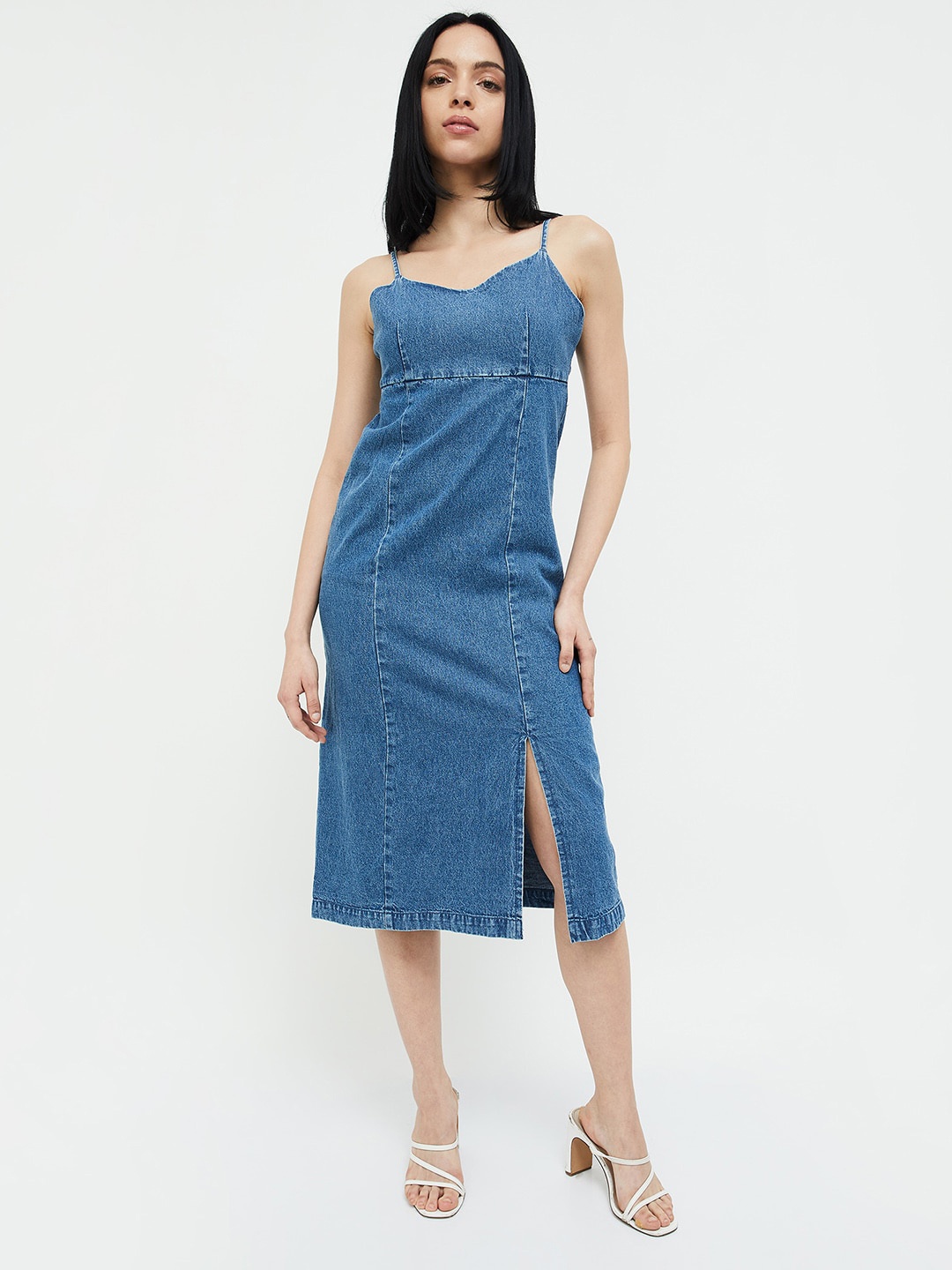 

Ginger by Lifestyle Shoulder Straps Sheath Midi Dress, Blue