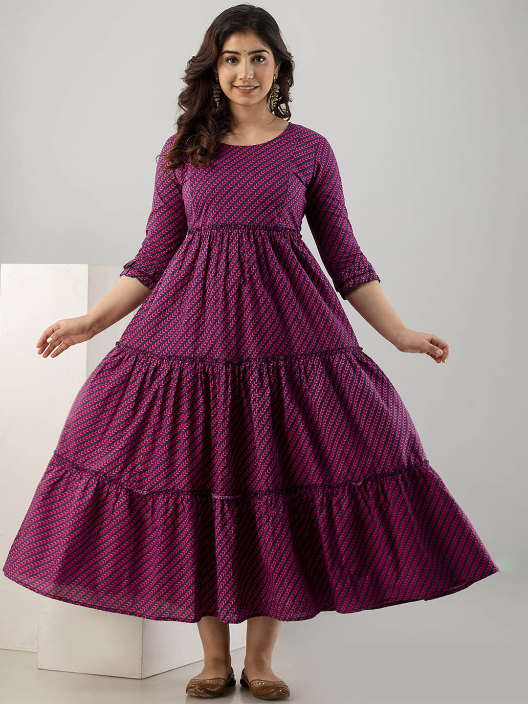 

VARICOS Women Geometric Gotta Patti Maternity Anarkali Kurta, Purple