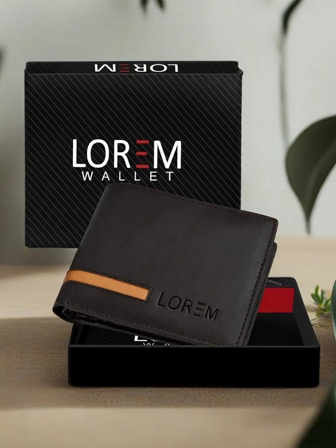 

LOREM Men Textured Two Fold Wallet with SIM Card Holder, Brown