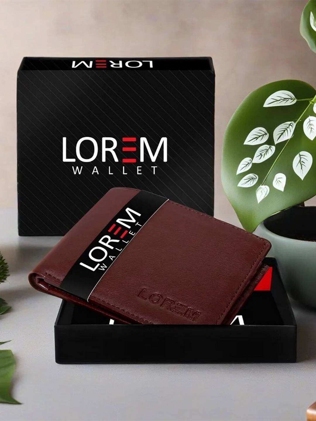 

LOREM Men Textured Two Fold Wallet with SIM Card Holder, Maroon