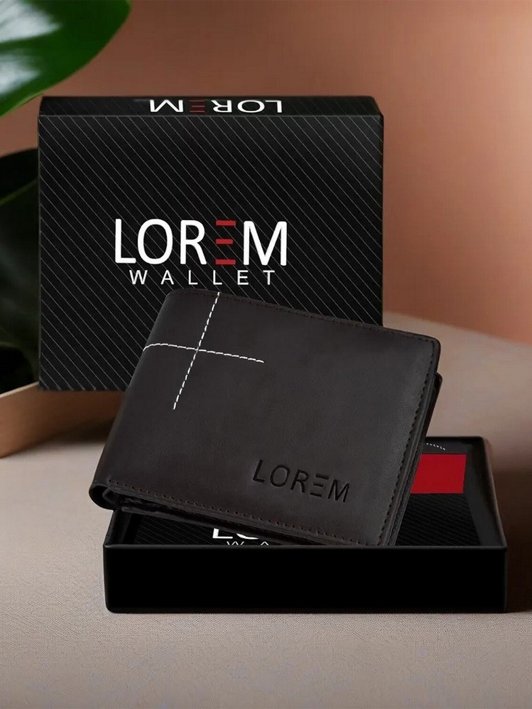 

LOREM Men Textured Two Fold Wallet With SIM Card Holder, Brown