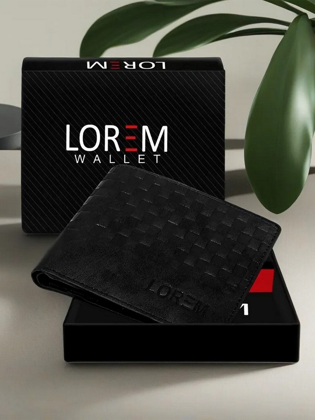 

LOREM Men Textured Two Fold Wallet with SIM Card Holder, Black