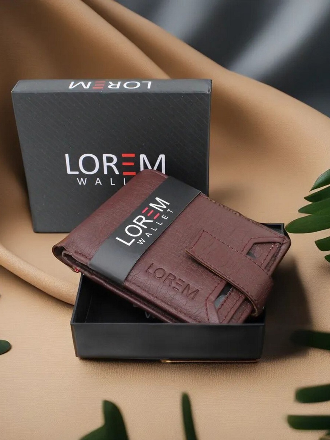 

LOREM Men Typography Textured Two Fold Wallet with SIM Card Holder, Maroon