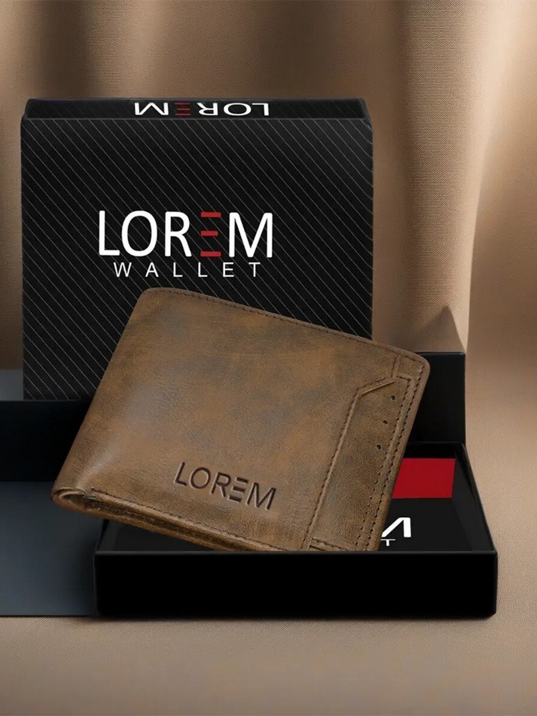 

LOREM Men Textured Two Fold Wallet With SIM Card Holder, Brown