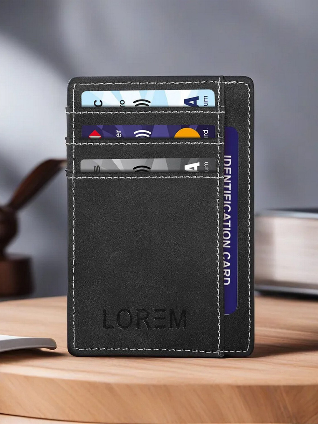 

LOREM Abstract Textured Card Holder, Black