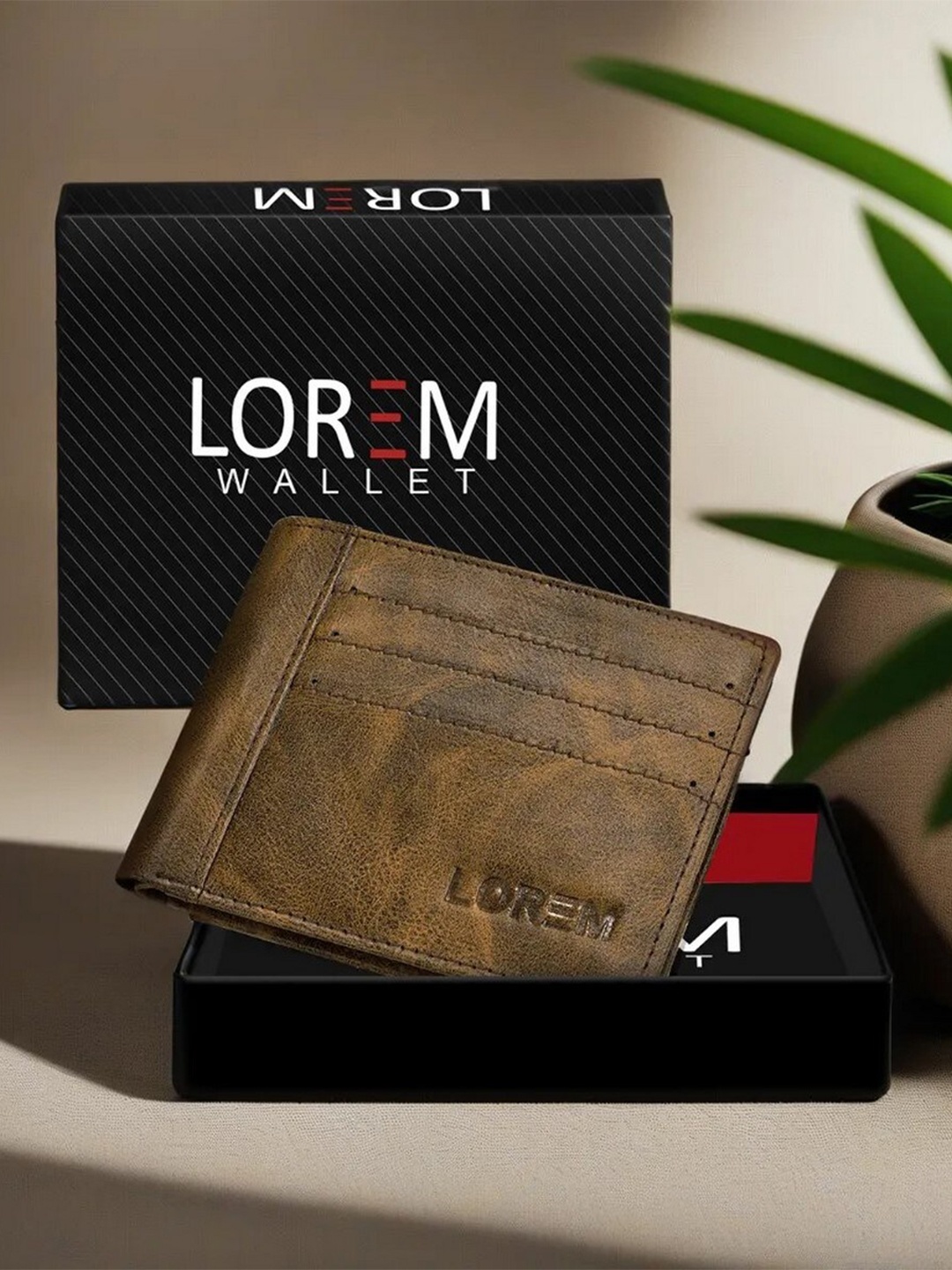 

LOREM Men Textured Synthetic Leather Two Fold Wallet with SIM Card Holder, Brown