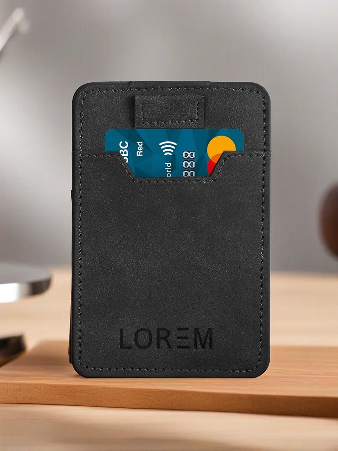 

LOREM Unisex Cut Work Card Holder, Black