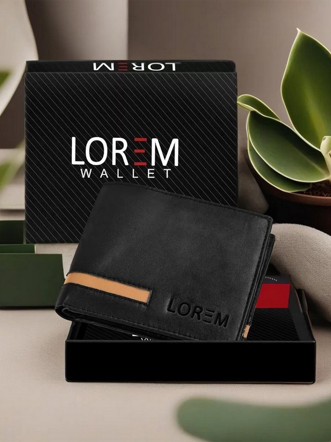 

LOREM Men Textured Two Fold Wallet With SIM Card Holder, Black