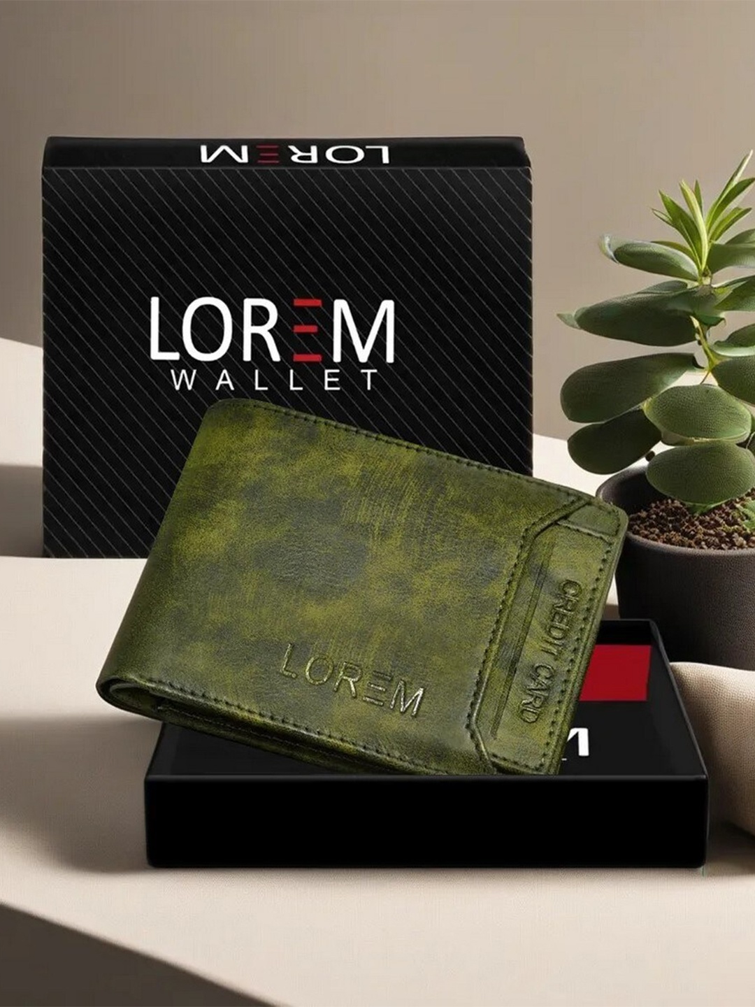 

LOREM Men Abstract Textured Two Fold Wallet with SIM Card Holder, Green