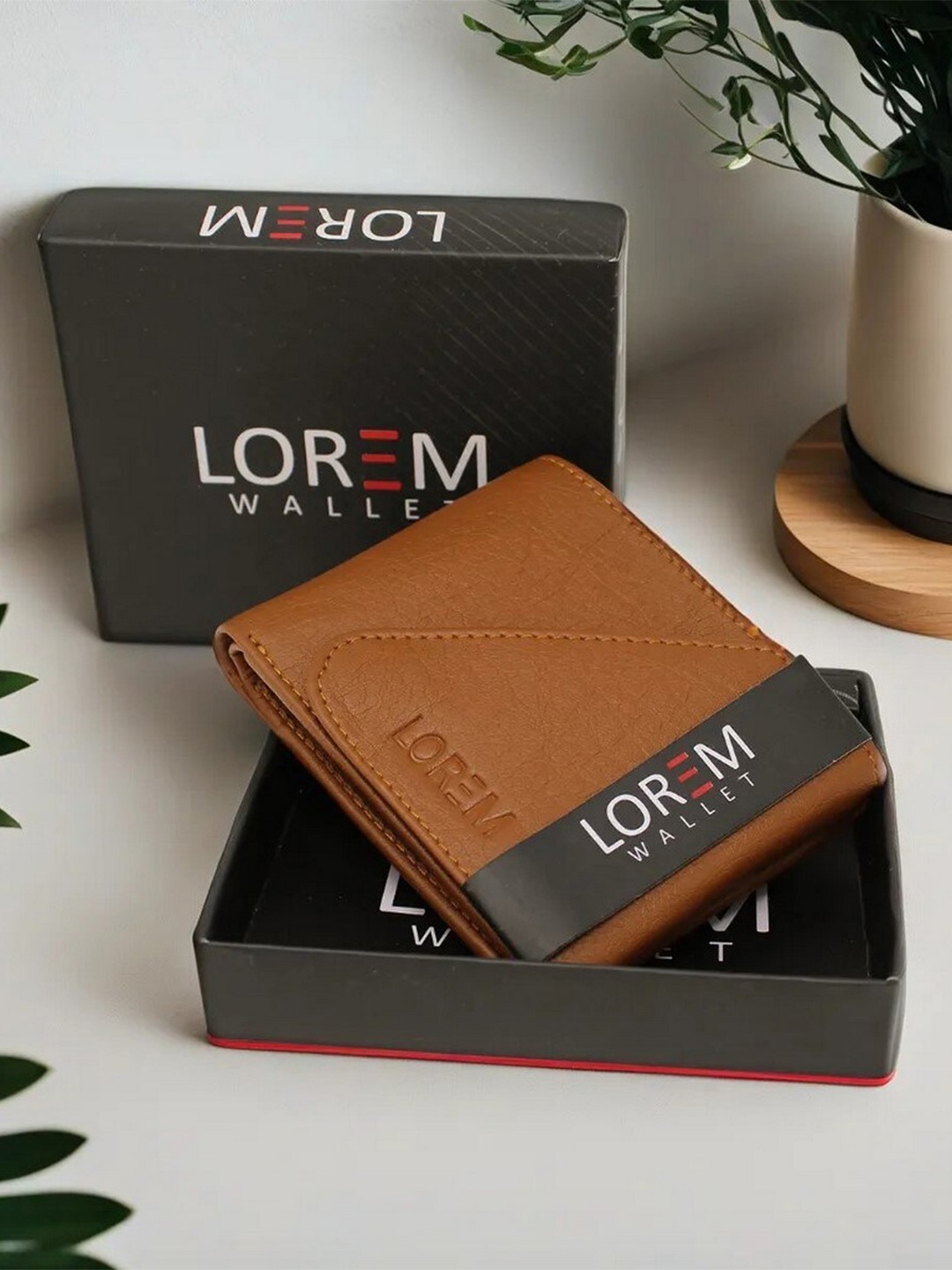 

LOREM Men Three Fold Wallet With SIM Card Holder, Tan