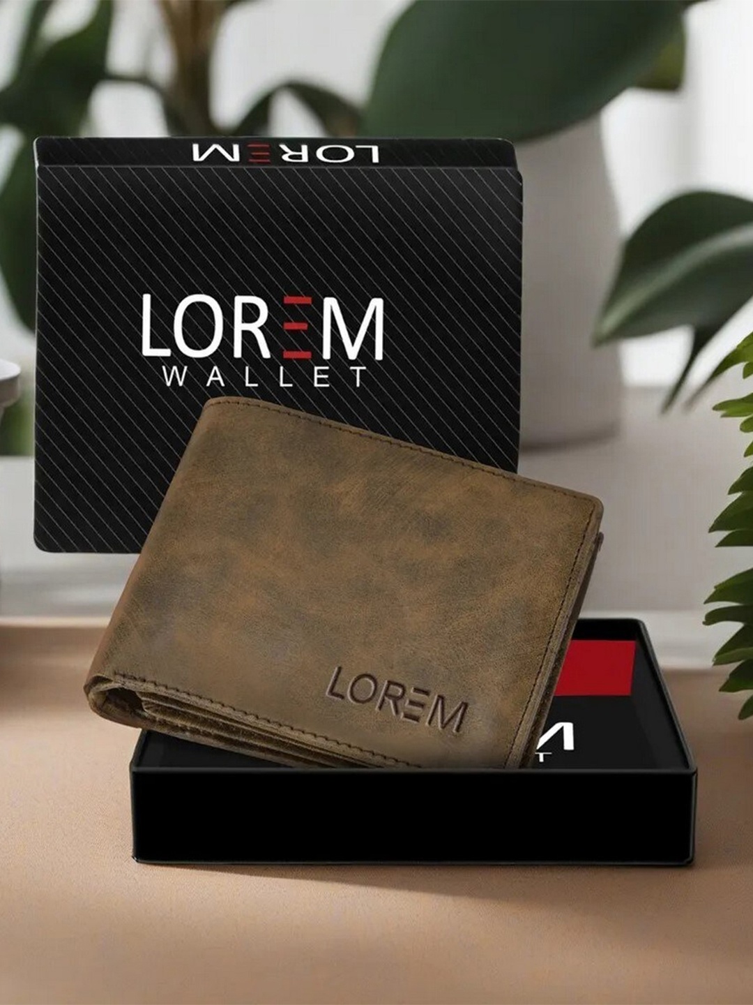 

LOREM Men Textured Two Fold Wallet, Brown