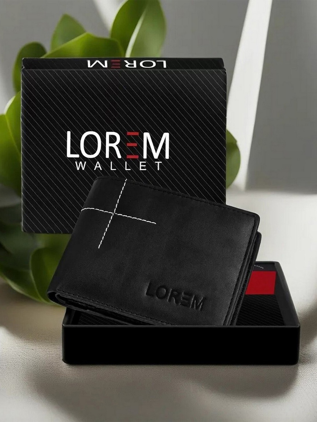 

LOREM Men Textured Two Fold Wallet with SIM Card Holder, Black