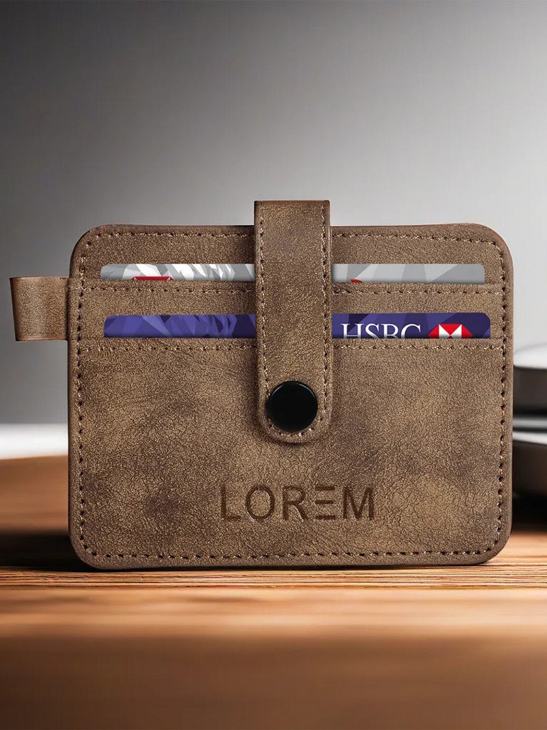 

LOREM Unisex Textured Cut Work Card Holder, Brown