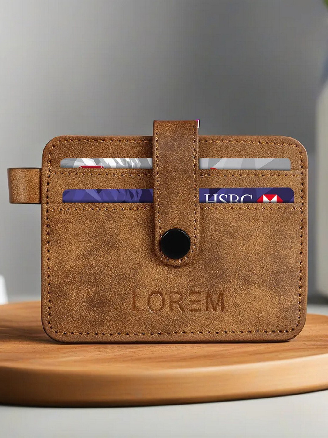 

LOREM Unisex Textured Cut Work Card Holder, Coffee brown
