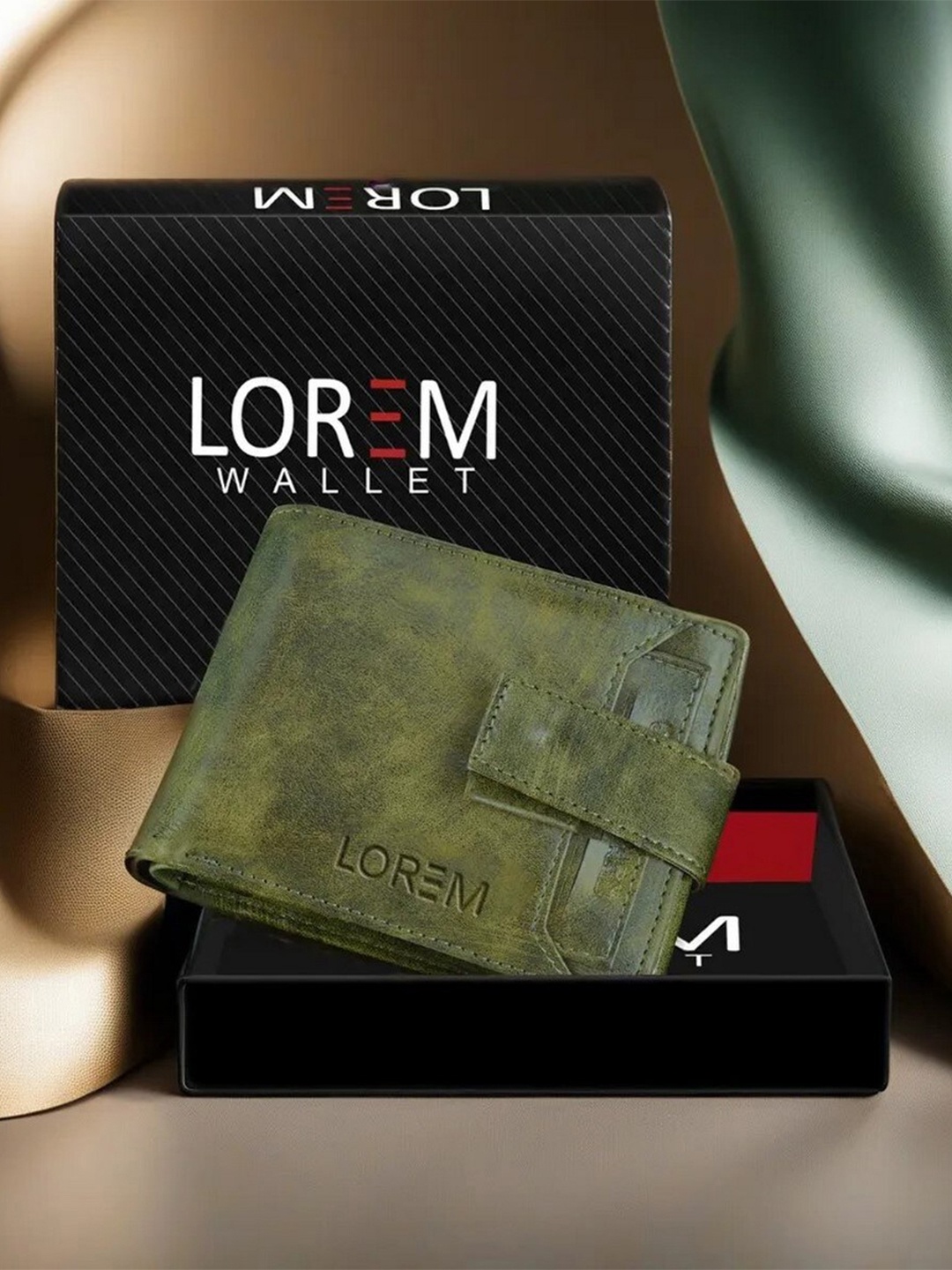 

LOREM Men Abstract Textured Two Fold Wallet with SIM Card Holder, Green