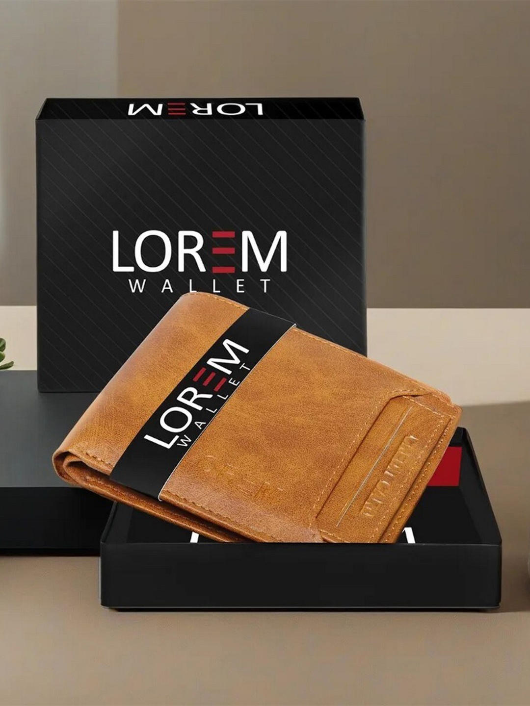 

LOREM Men Textured Two Fold Wallet with SIM Card Holder, Beige