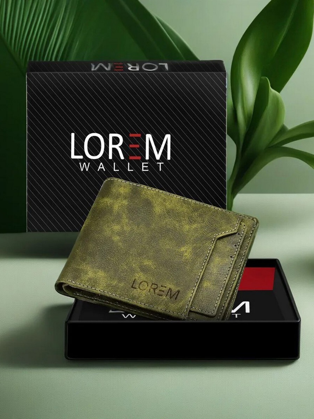 

LOREM Men Textured Two Fold Wallet With SIM Card Holder, Green