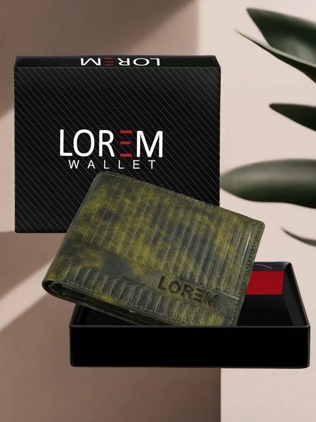 

LOREM Men Textured Two Fold Wallet with SIM Card Holder, Green