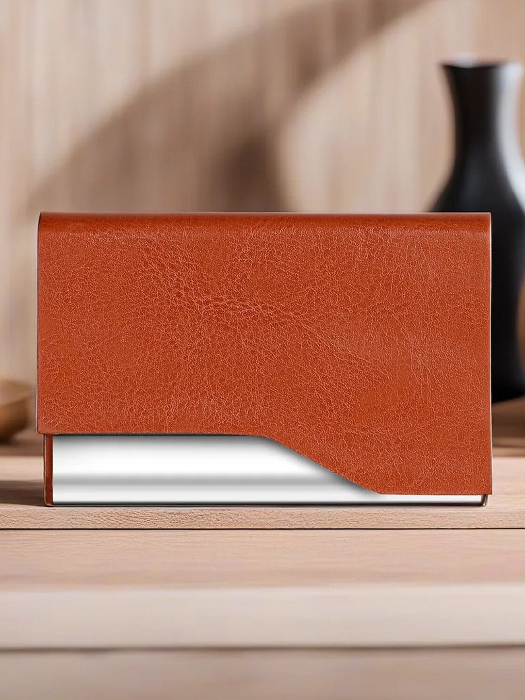 

LOREM Unisex Textured Cut Work Card Holder, Tan