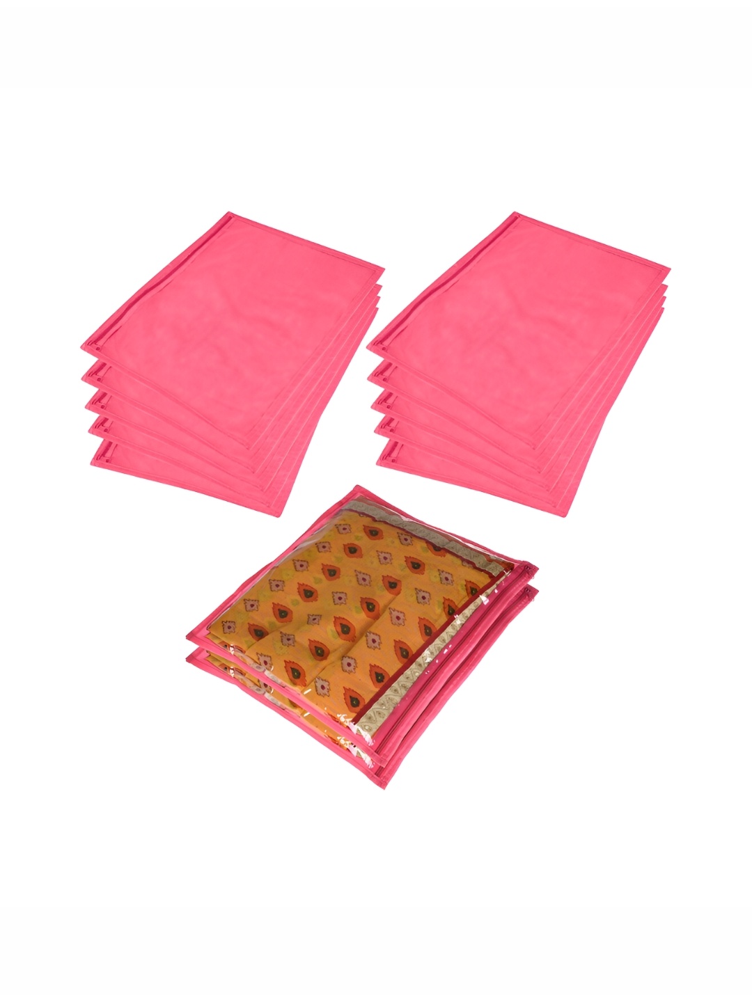 

Kuber Industries Pink & Transparent 12 Pieces Printed Reusable Drawer Organisers