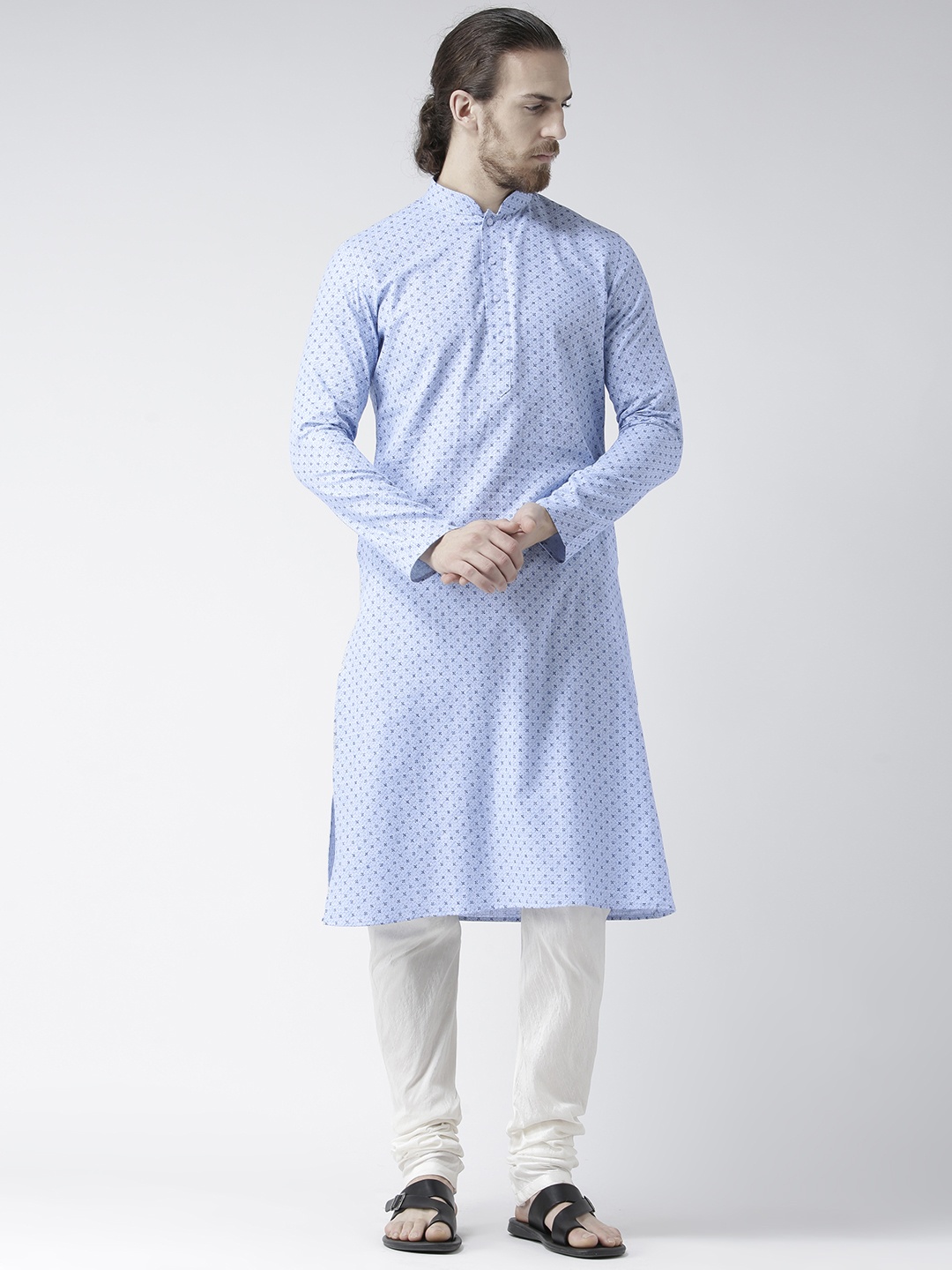 

DEYANN Men Blue & Off-White Printed Kurta with Pyjamas