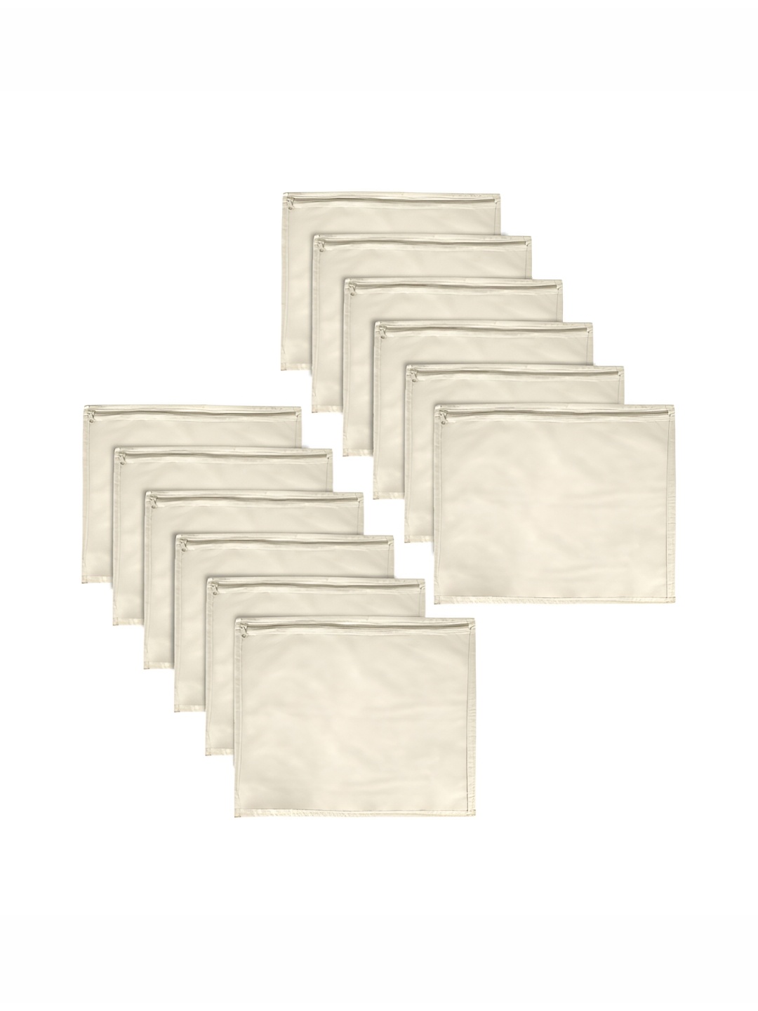 

Kuber Industries Cream 12 Pieces Reusable Saree Organisers With Zip Closure