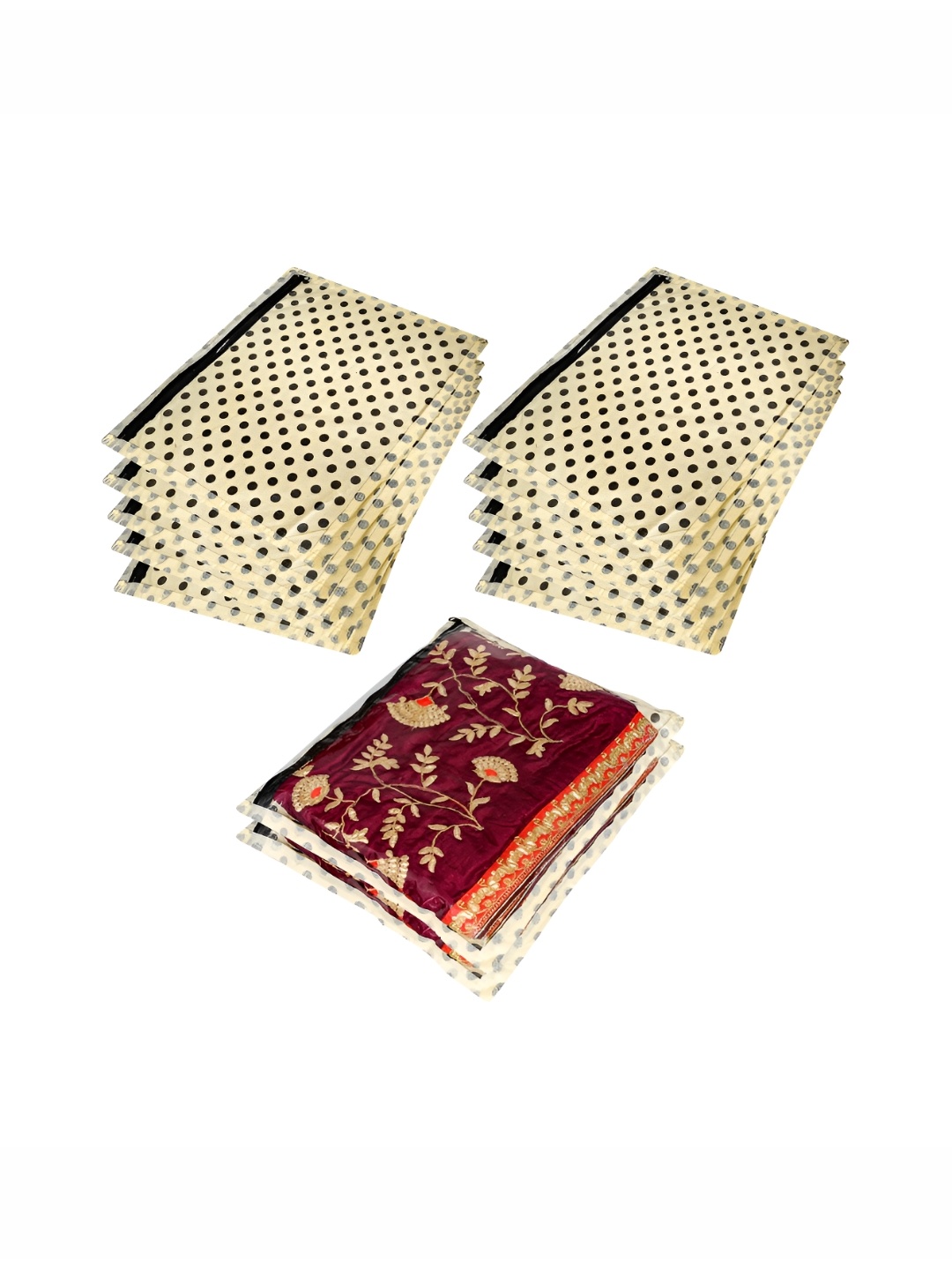 

Kuber Industries Cream-Coloured & Black 12 Pieces Printed Reusable Drawer Organisers