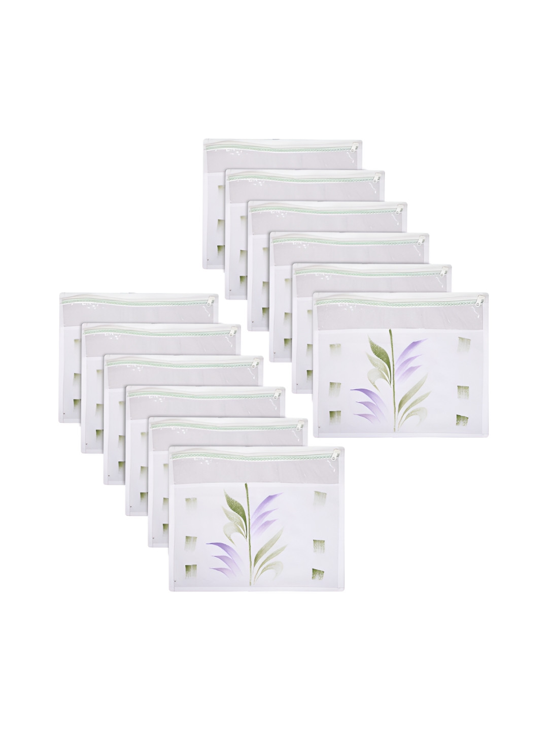 

Kuber Industries White & Transparent 12 Pieces Printed Reusable Drawer Organisers