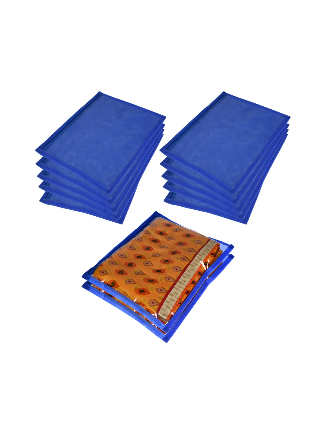 

Kuber Industries Blue & Transparent 12 Pieces Printed Reusable Drawer Organisers