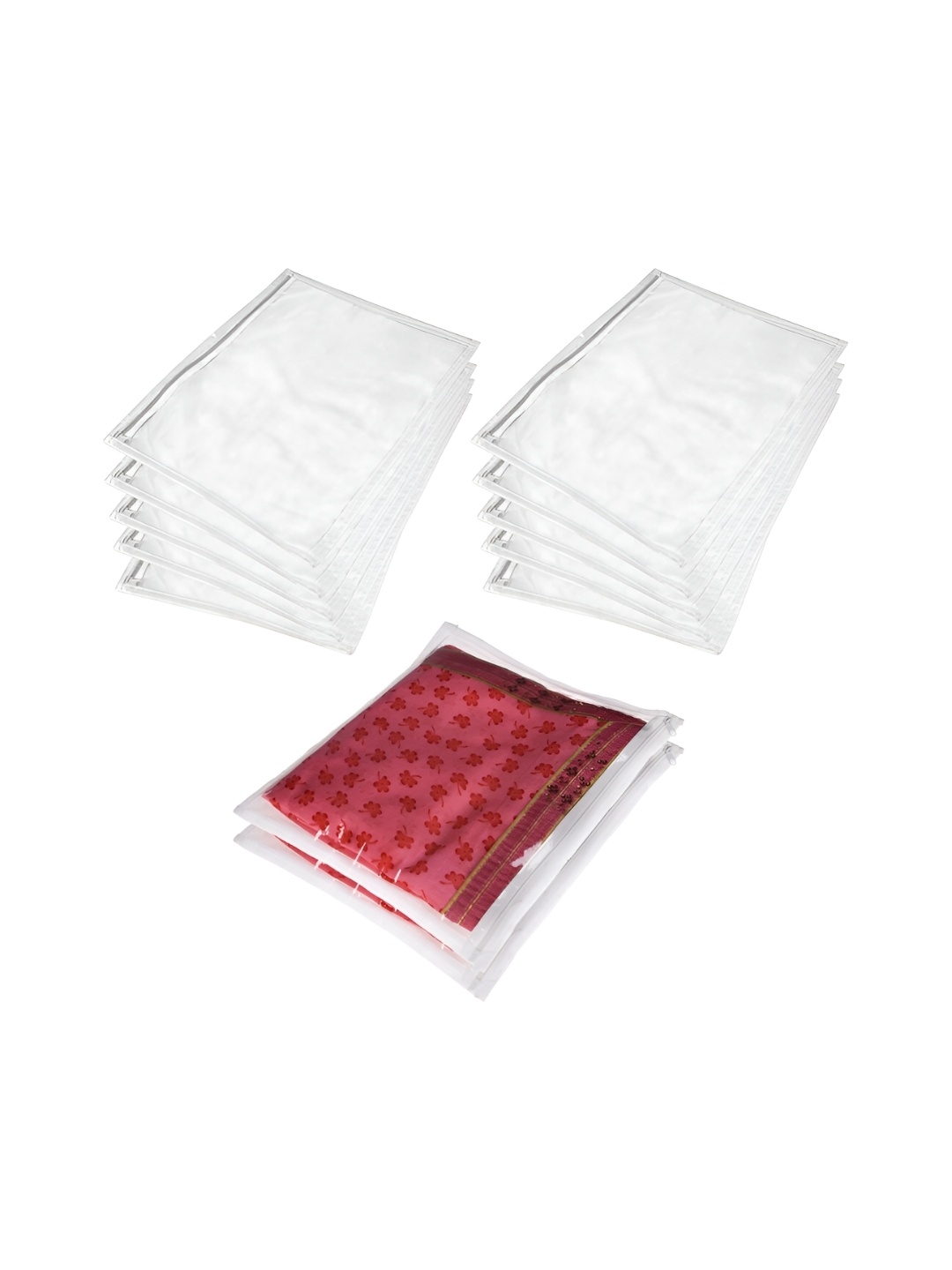

Kuber Industries White & Transparent 12 Pieces Printed Reusable Drawer Organisers