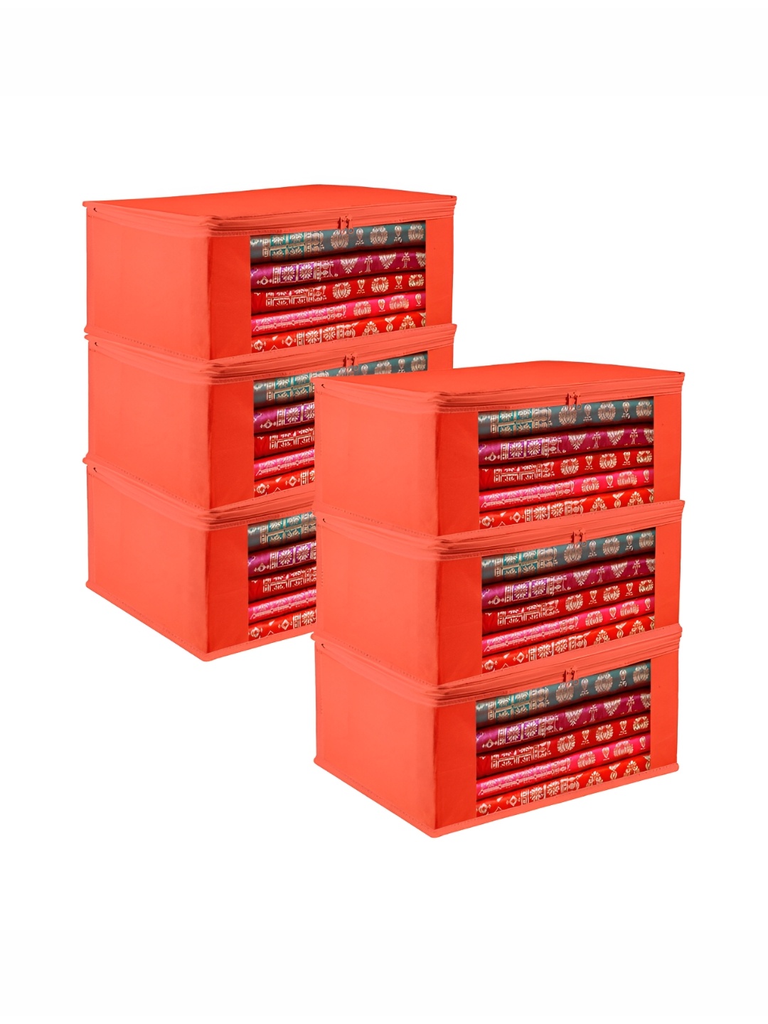 

Kuber Industries Red & Transparent 6 Pieces Reusable Drawer Organisers
