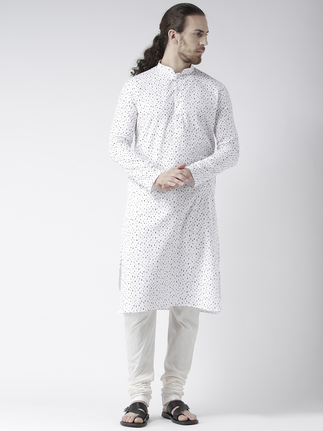 

DEYANN Men White & Off-White Printed Kurta with Pyjamas