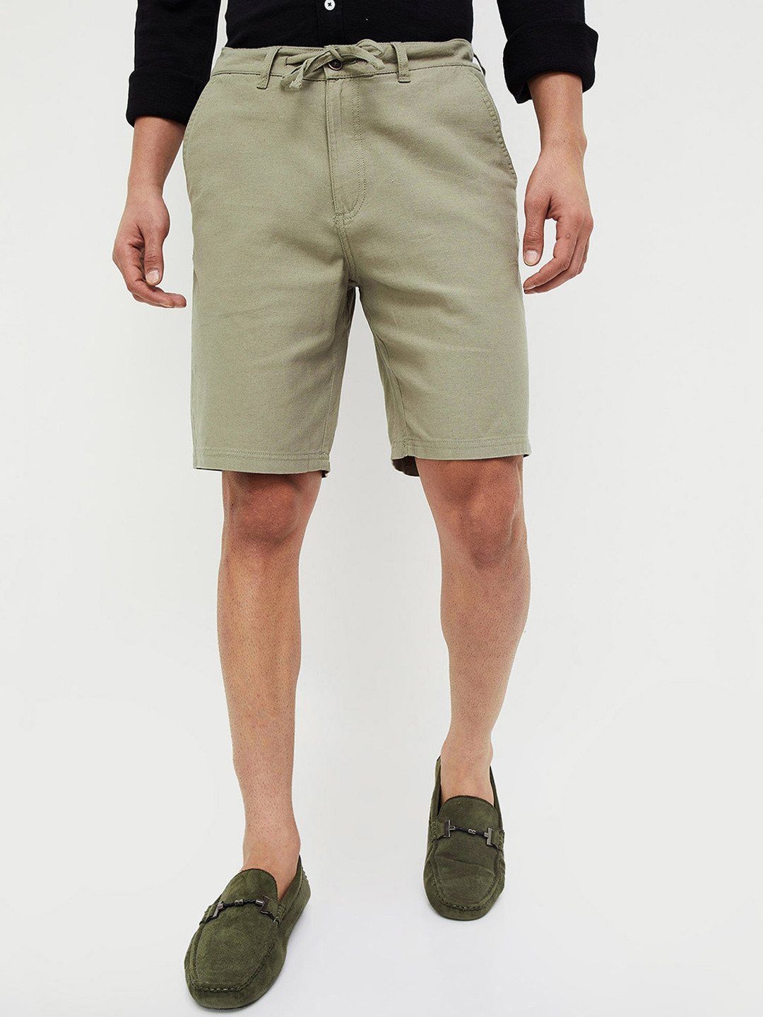 

CODE by Lifestyle Cotton Solid Men Shorts, Olive