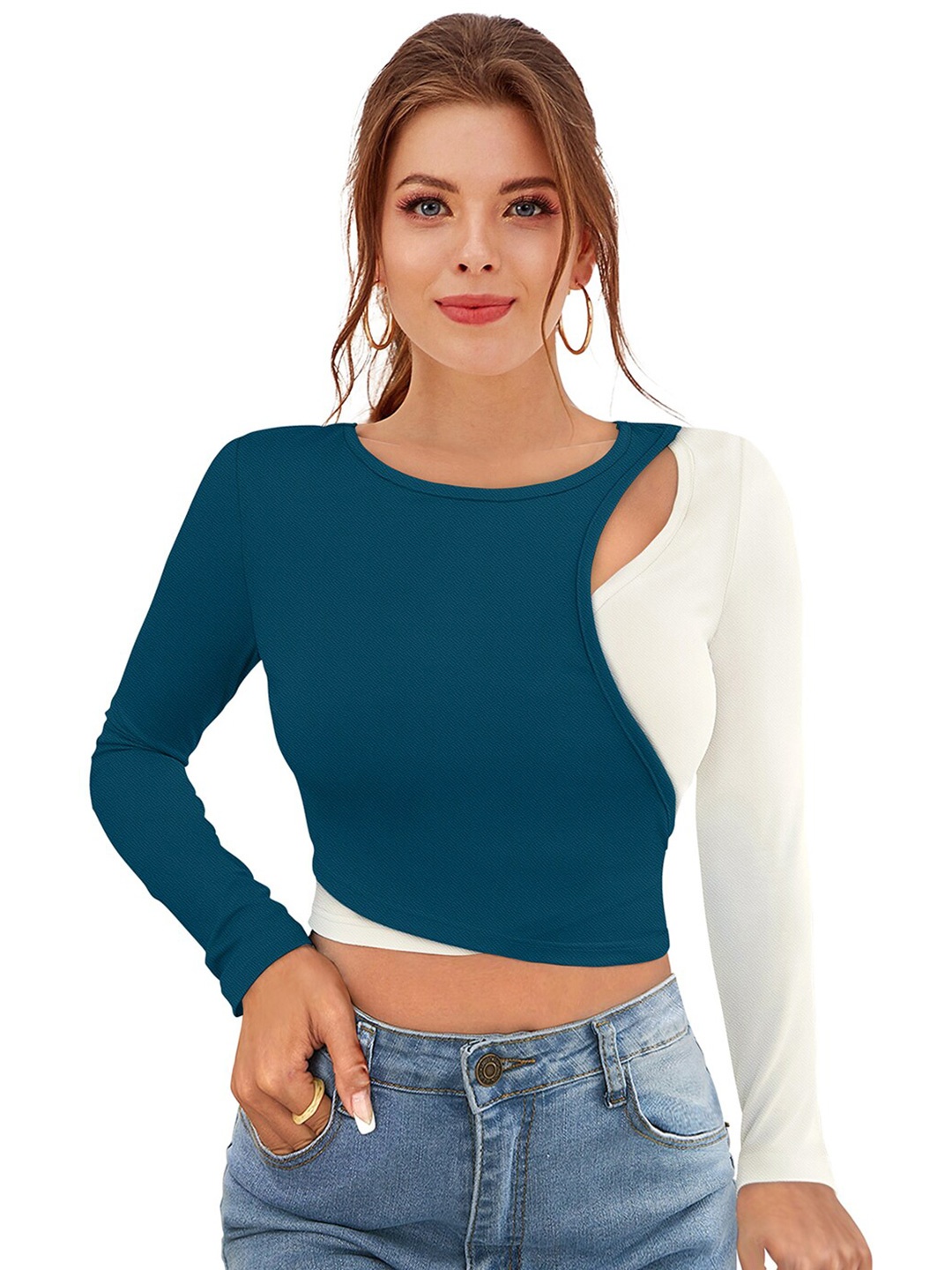 

BAESD Cotton Crop Top, Teal