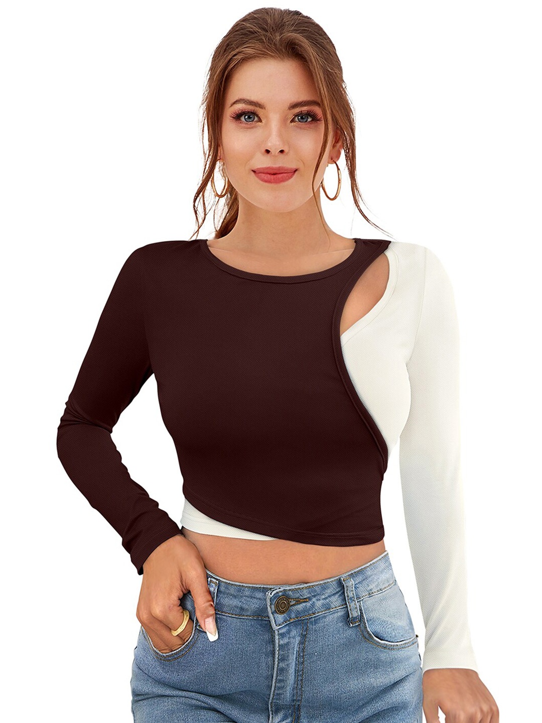 

BAESD Cotton Crop Top, Coffee brown