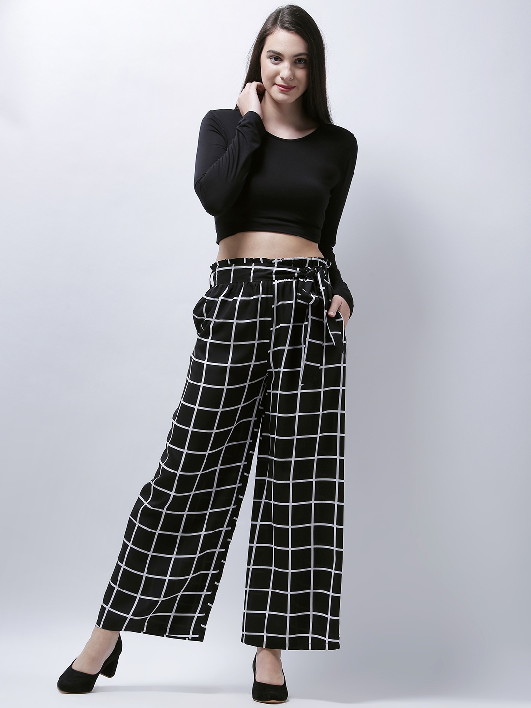 

Zastraa Women Black Solid Top with Palazzos