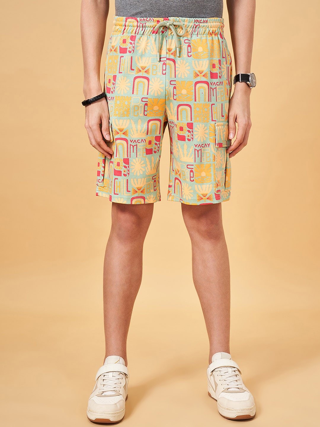 

People Men Printed Shorts, Green
