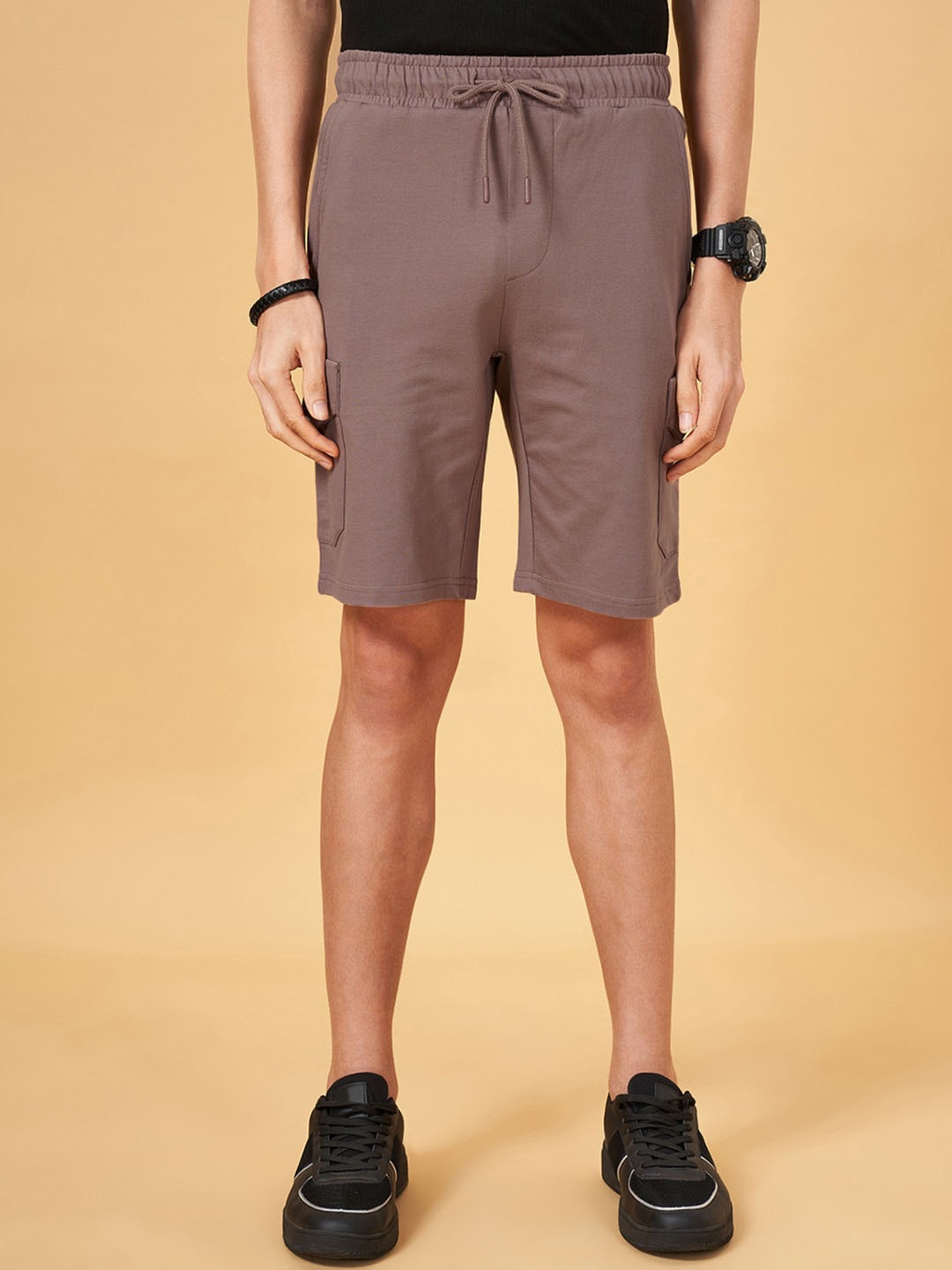 People Men Solid Sports Shorts, Mauve
