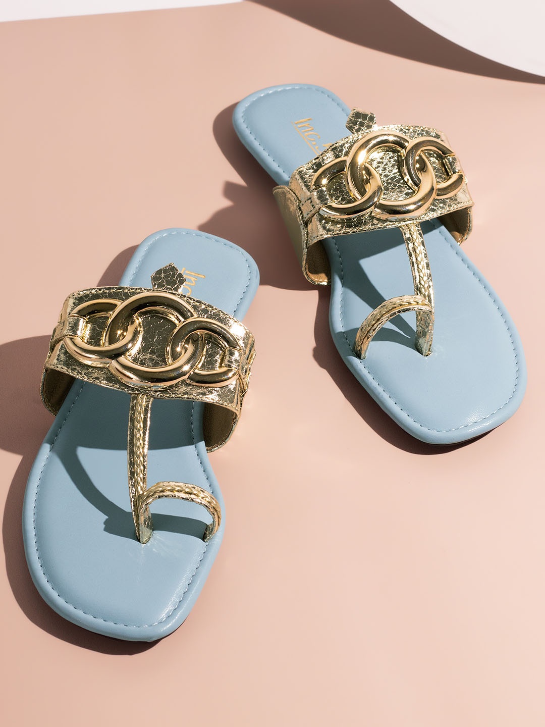 

Inc 5 Embellished One Toe Flats, Gold