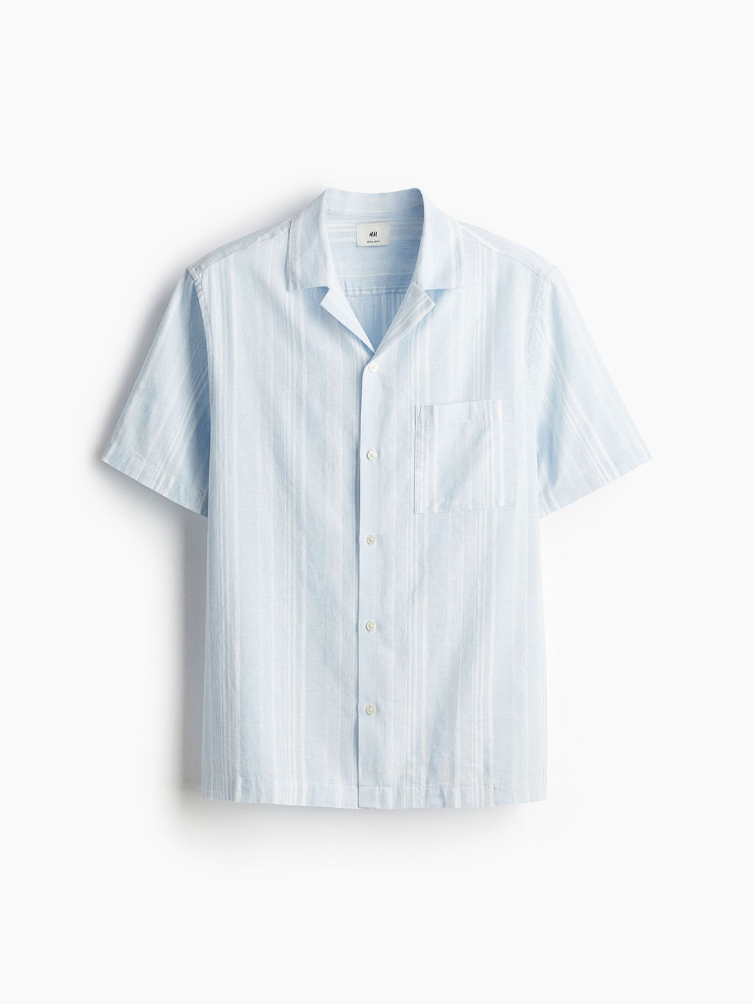 

H&M Men Regular Fit Linen-Blend Resort Shirt, Blue