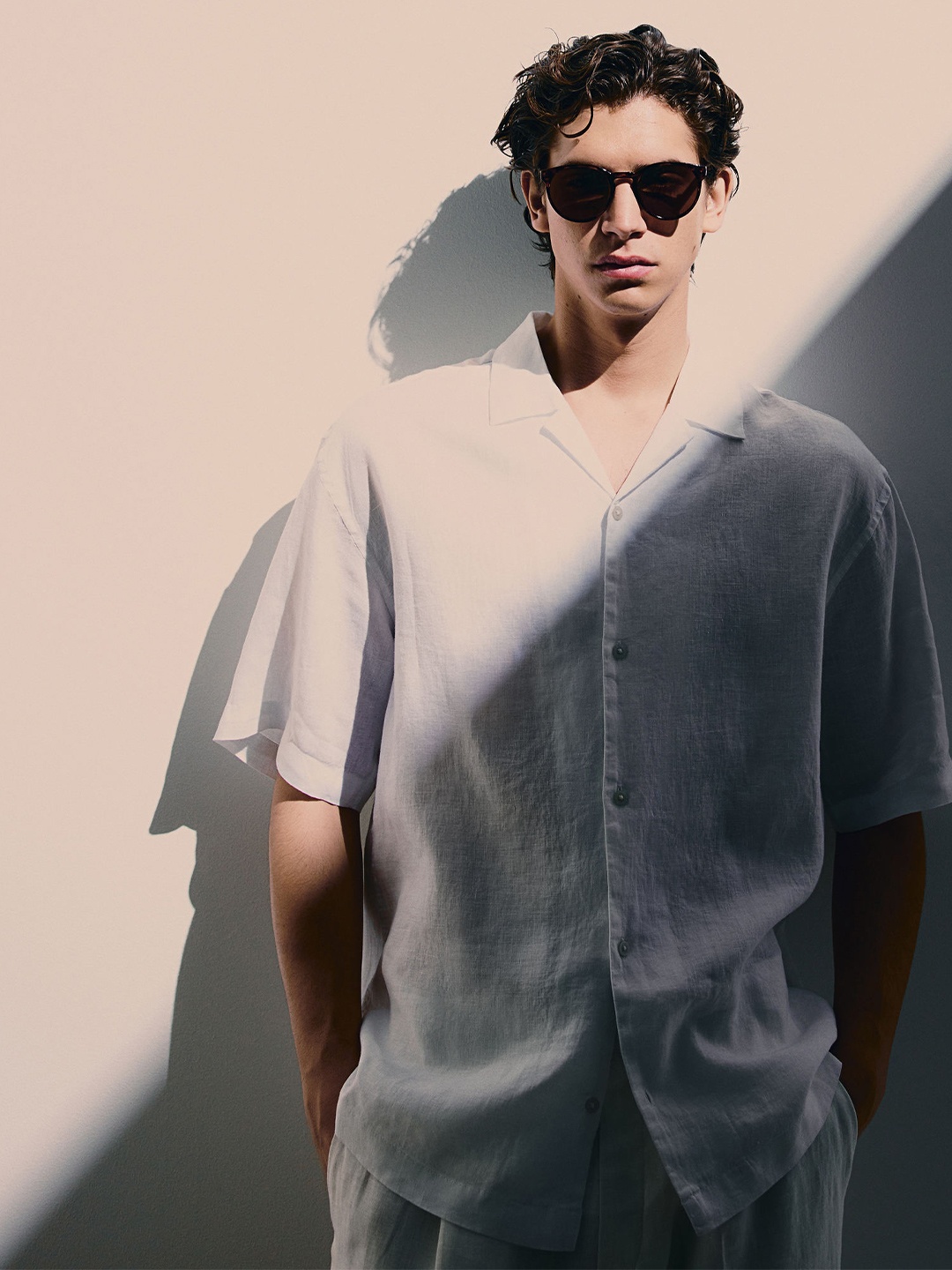 

H&M Relaxed Fit Linen Resort Shirt, White