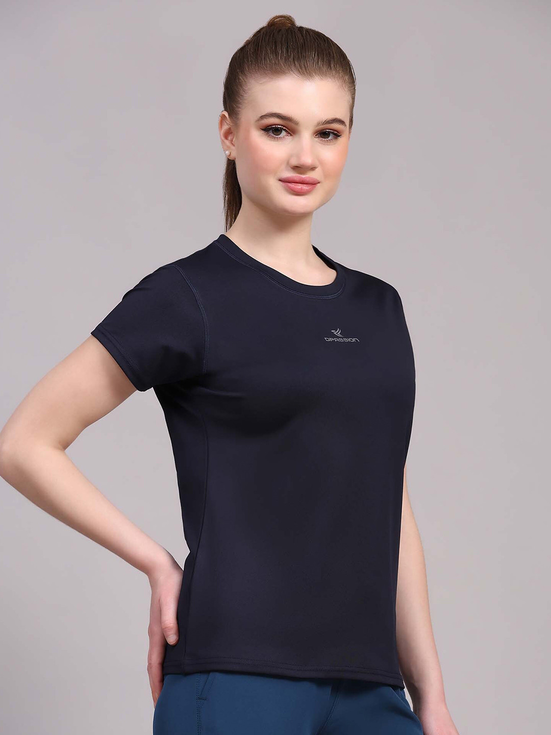 

Dpassion Round Neck Short Sleeves Quick Dry Training T-shirt, Navy blue