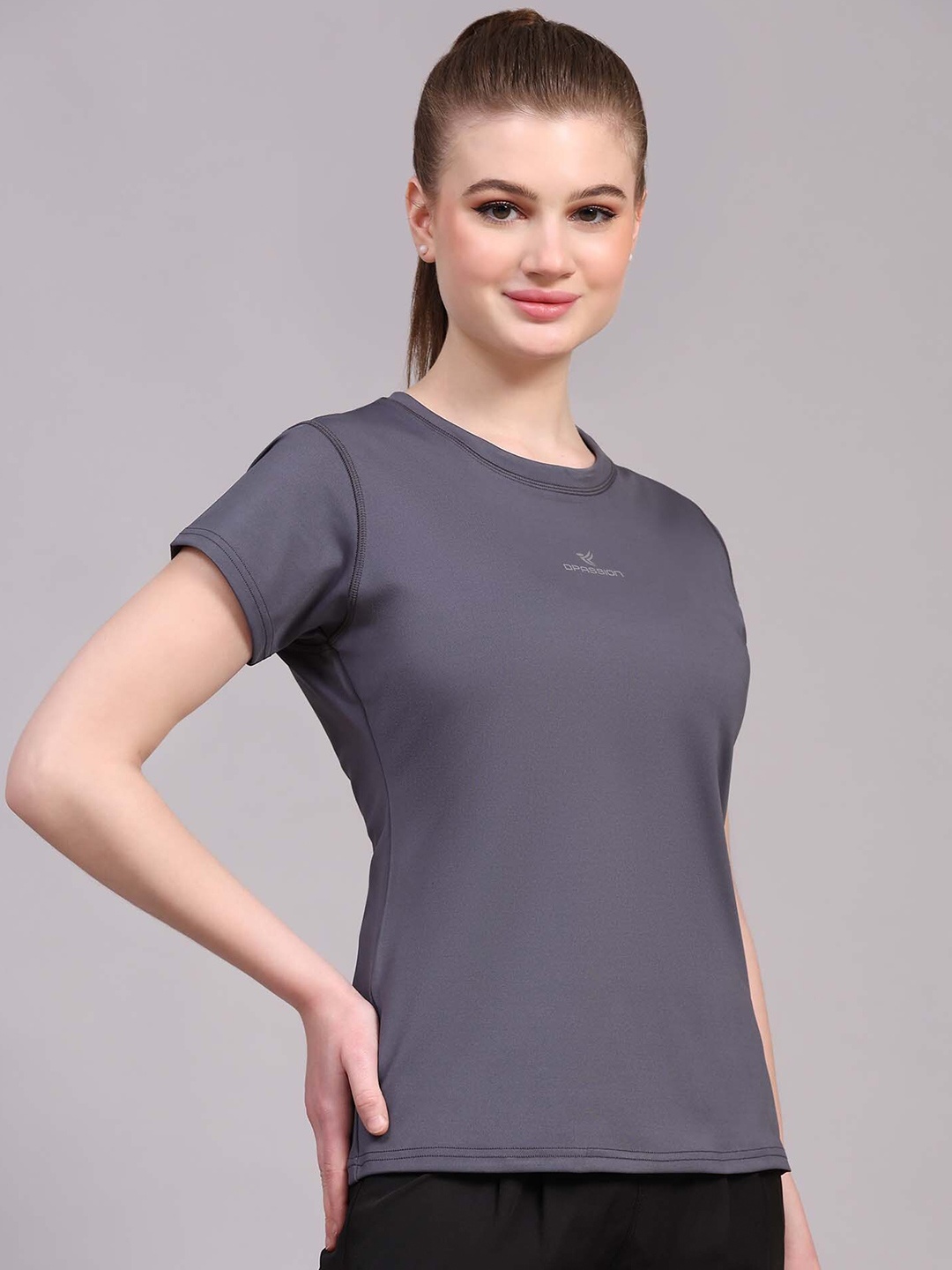 

Dpassion Round Neck Short Sleeves Quick Dry Training T-shirt, Grey