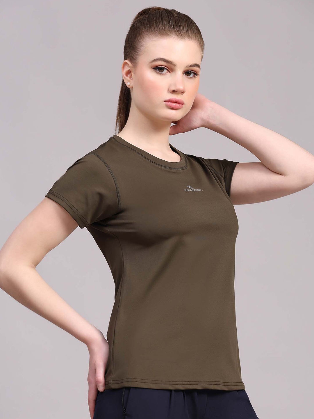 

Dpassion Round Neck Short Sleeves Quick Dry Training T-shirt, Olive